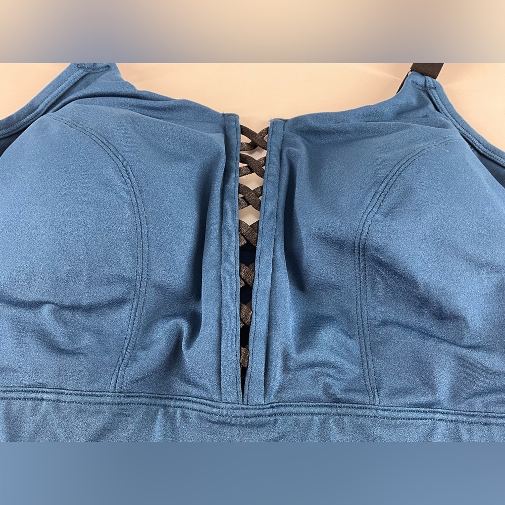 LIVI Active Pullover No-Wire Blue‎ Sports Bra Black Adjustable Straps Women’s 14 - Picture 4 of 12